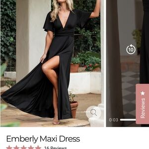 Baltic Born Black Wrap Maxi Dress with Flutter Sleeves
